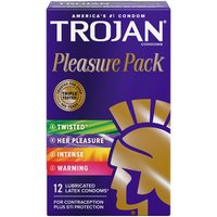 Trojan Lubricated Latex Condoms Pleasure Pack, 12 count