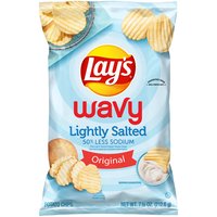 Lay's Wavy 50% Less Sodium Lightly Salted Original Potato Chips, 7 1/2 oz
