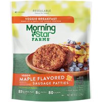 MorningStar Farms Veggie Breakfast Meatless Sausage Patties, Maple Flavored, 8oz Bag, 6 Patties