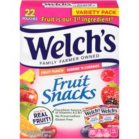 Welch's Fruit Punch and Berries 'N Cherries Fruit Snacks Variety Pack, 0.9 oz, 22 count