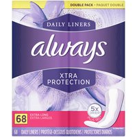 Always Anti-Bunch Xtra Protection Daily Liners Extra Long Unscented, Anti Bunch Helps You Feel Comfortable, 68 Count