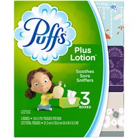 Puffs Plus Lotion White Facial Tissue, 124 count, 3 pack