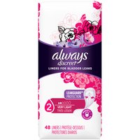 Always Regular Length Incontinence Liners Very Light, 48 Each