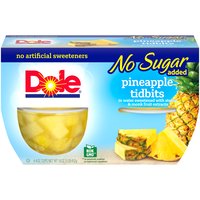Dole Pineapple Tidbits in Water Sweetened with Stevia Extract, 4 oz, 4 count