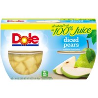Dole Diced Pears in 100% Fruit Juice, 4 oz, 4 count