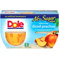 Dole No Sugar Added Yellow Cling Diced Peaches in Water Sweetened with Stevia Extract, 4 oz, 4 count