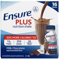 Ensure Plus Nutrition Shake Liquid Milk Chocolate, 8 fl oz, 16 count
