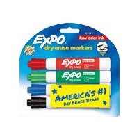 Expo Low Odor Dry Erase Markers Chisel Point Assorted, 4 Each