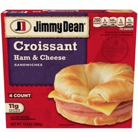 Jimmy Dean Croissant Breakfast Sandwiches with Ham and Cheese, Frozen, 4 Count