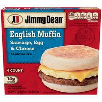 Jimmy Dean English Muffin Sausage, Egg & Cheese Sandwiches, 4 count, 18.4 oz