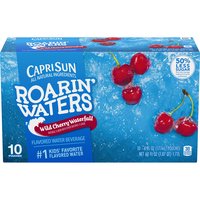 Capri Sun Roarin' Waters Wild Cherry Waterfall Flavored Water Beverage, 6 fl oz, 10 count