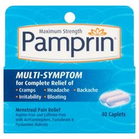 Pamprin Maximum Strength Multi-Symptom Menstrual Pain Relief Caplets, 40 count