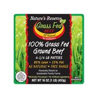 Nature's Reserve 85% Lean 15% Fat Ground Beef Burgers, 4 count, 16 oz, 16 Ounce