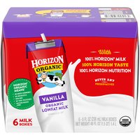 Horizon Organic Vanilla Lowfat Milk, 8 fl oz, 6 count