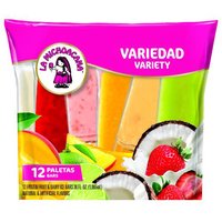 La Michoacana Frozen Fruit & Dairy Ice Bars Variety Pack, 12 count, 36 fl oz