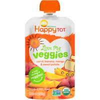 Happy Tot Organics Love My Veggies Veggie & Fruit Blend Baby Food, Stage 4, Tots & Tykes, 4.22 oz