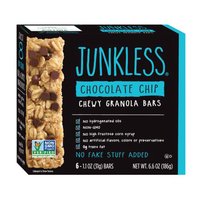 Junkless Chewy Granola Bars, Chocolate Chip, 6.6 Ounce