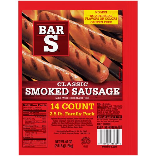 Bar S Classic Smoked Sausage Family Pack, 14 count, 40 oz