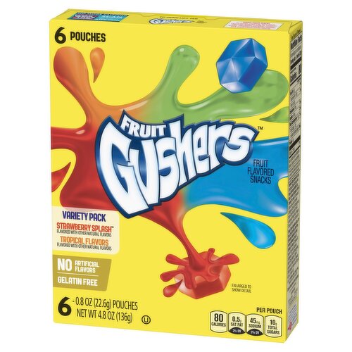 FRUIT Gushers Strawberry Splash and Tropical Fruit Flavored Snacks Variety Pack, 0.8 oz, 6 count