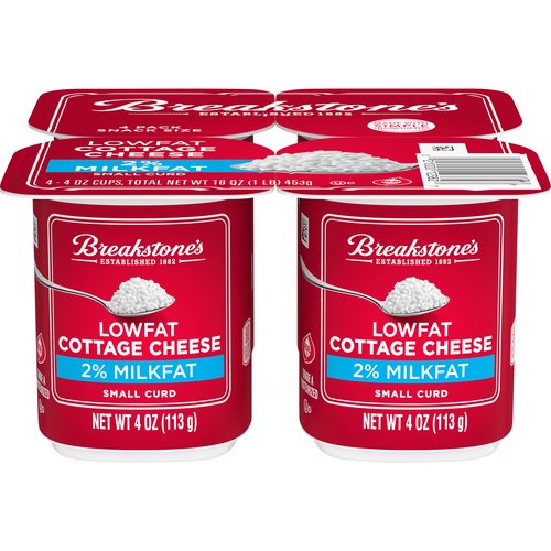 Breakstone's 2% Milkfat Lowfat Small Curd Cottage Cheese, 4 oz, 4 count