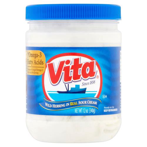 Vita Wild Herring in Real Sour Cream, 12 oz
*Omega-3 fatty acids
*Contains 473 mg of omega-3 fatty acids per serving