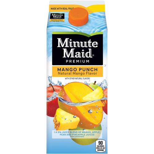 Minute Maid Mango Punch Carton, 59 fl oz
Goodness comes in over 100 different varieties of Minute Maid juices and juice drinks that can be shared with the whole family—just like it has for generations. From orange juice to apple juice, lemonades and punches, we use the freshest ingredients to ensure you get the highest quality juices. Put good in. Get good out.