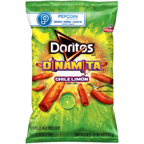 Sabritas Doritos Dinamita Chile Limón Flavored Rolled Tortilla Chips, 4 oz
They're Rolled to Explode with Flavor®!