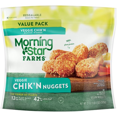 MorningStar Farms Veggie Chik'n Vegan Nuggets Value Pack, 21 oz