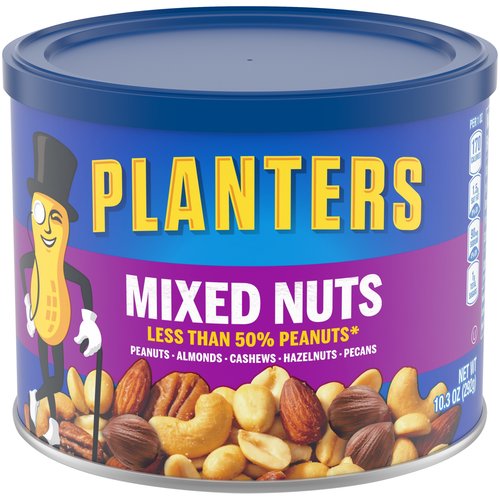 Planters Mixed Nuts, 10.3 oz
Less than 50% Peanuts*
*Nuts are Measured by Weight
