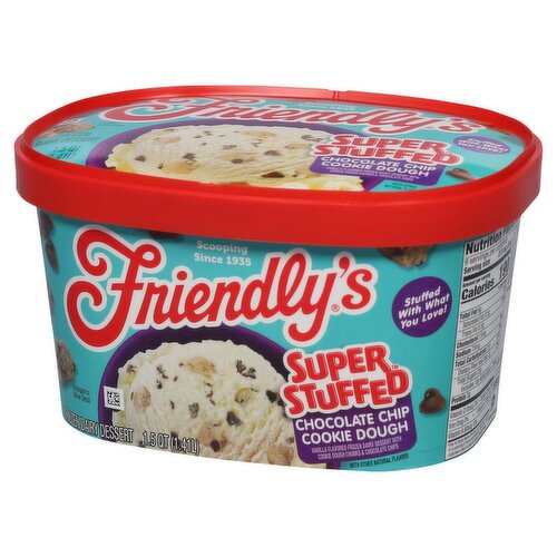 Friendly's Super Stuffed Chocolate Chip Cookie Dough Frozen Dairy Dessert, 1.5 qt