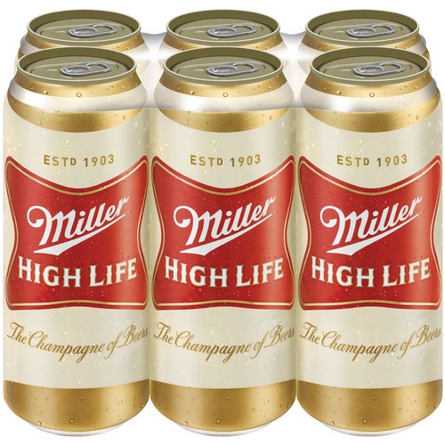 Miller High Life 6 Pack - Cans, 96 fl oz