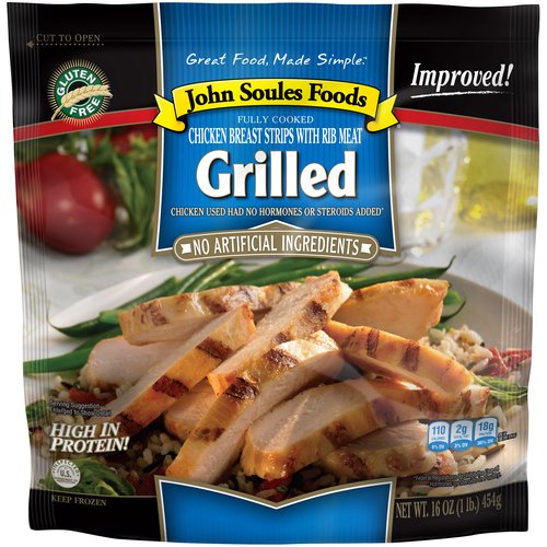 John Soules Foods Chicken Breast Strips with Rib Meat - Grilled, 16 oz