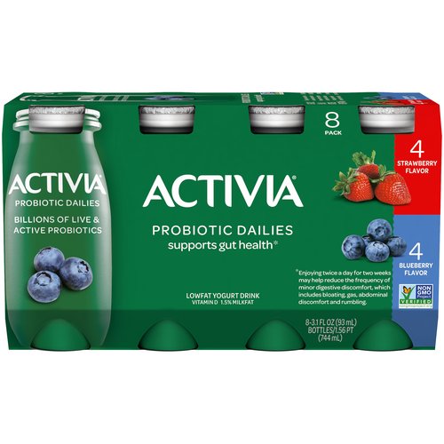 Activia Strawberry and Blueberry Flavor Lowfat Yogurt Drink, 3.1 fl oz ...