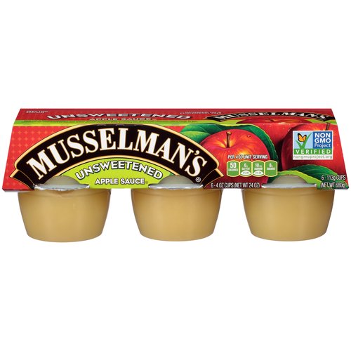 Musselman's Unsweetened Apple Sauce, 4 oz, 6 count
Diets rich in fruits & vegetables may reduce the risk of some types of cancer and other chronic diseases. These ready-to-go containers are convenient for lunches, travel, picnics and home while providing one of the daily recommended servings of fruit.