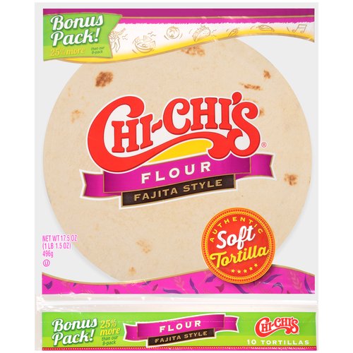 Chi-Chi's Flour Fajita Style Tortillas, 10 count, 17.5 oz