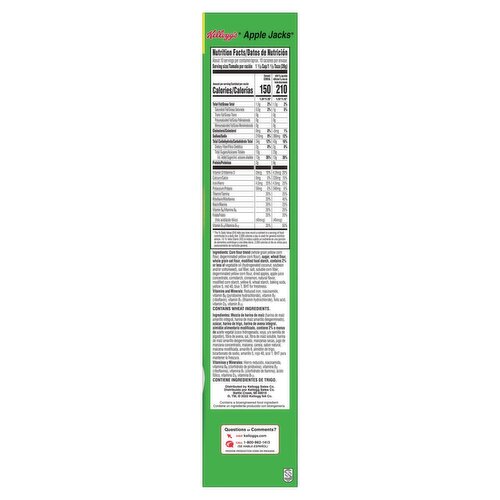 Kellogg's Apple Jacks Sweetened Cereal with Apple & Cinnamon Large Size, 13.2 oz