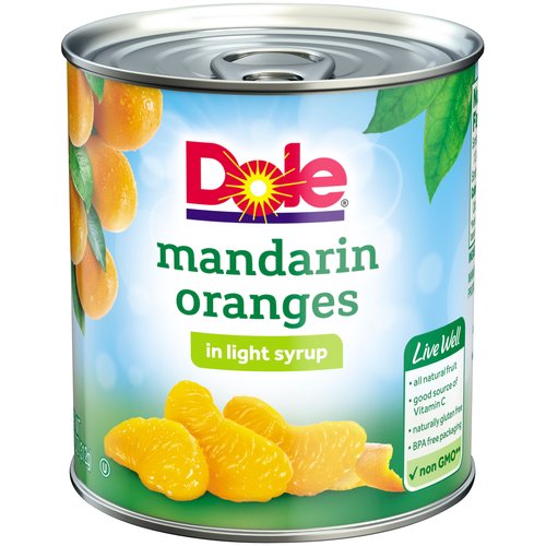 Dole Mandarin Oranges, 11 oz
Live Well
• all natural fruit
• good source of vitamin C
• naturally gluten free
• BPA free packaging
✓ non GMO**
**no genetically modified (or engineered) ingredients