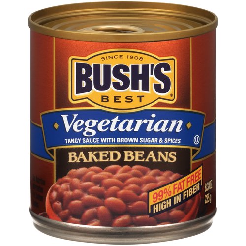 Whether it's hot dogs, hamburgers, turkey burgers or a meat-less favorite on your table, it only makes sense that Bush's Baked Beans go on the side. Our Vegetarian Baked Beans recipe uses tender navy beans, slow-simmered in a tangy, meatless, sweet tomato sauce seasoned with brown sugar and a special blend of spices. So whether you're fixing up a summer cookout, a weeknight meal or anything in between, you can be sure you've got perfectly tangy beans to go along with every savory bite.