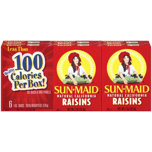 Sun-Maid California Sun-Dried Raisins, 1 oz, 6 count