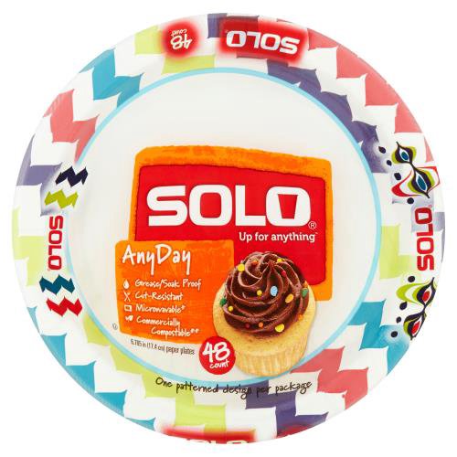 Solo Up for Anything Any Day 6.785 In Paper Plates, 48 count
Solo® Paper Plates are:
• Strong and stylish to serve any occasion
• Soak and grease proof
• Cut-resistant
• Microwavable*
• Compostable**
* Microwave usage: limited re-heating of food only.
Caution - check plate before removing from oven.
** Compostable only in commercial composting facilities, which may not exist in your area. Not suitable for backyard composting.