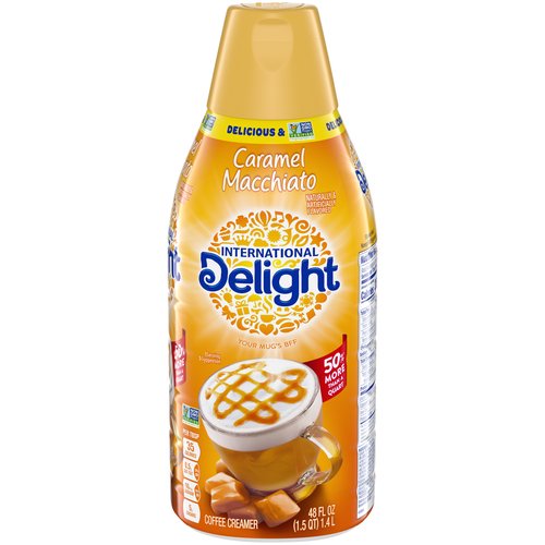 International Delight Caramel Macchiato Coffee Creamer, 48 fl oz
Bring your coffee to life with a swirl of rich caramel flavor. International Delight Caramel Macchiato Coffee Creamer brings the taste of the coffeehouse to your home—and transforms your cup of coffee into a world of fantastic flavor. This creamer is both gluten- and lactose-free. It makes the perfect addition to any office or home. Surprise your coworkers or family with a bottle, and watch the room light up with delight.
For over thirty years, International Delight has been making the world a tastier place, one cup of coffee at a time. Our coffee creamers come in over twenty different delicious flavors, including fat- and sugar-free varieties, and we now offer a wide selection of iced coffees, as well. We believe that there's an art to concocting the perfect cup of coffee, and we want every sip you take to be a masterpiece of flavor. Welcome to Creamer Nation.