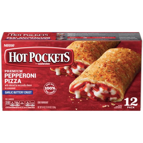 Hot Pockets Pepperoni Pizza Garlic Buttery Crust Frozen Sandwiches