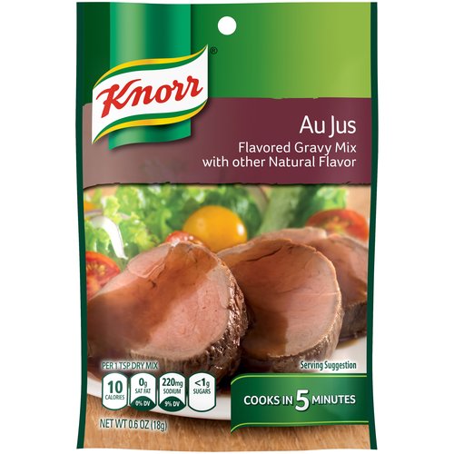 Knorr Gravy Mix Au Jus (0.6oz) allows you to create the traditional taste of Au Jus with any meal. Perfect paired with steak or over mashed potatoes.