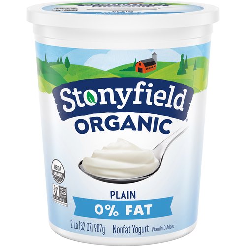 Stonyfield Organic Nonfat Yogurt, Plain, 32 oz.
Stonyfield Organic Plain Nonfat Yogurt is the perfect breakfast staple or afternoon snack for you and your little ones alike. Pair with fresh fruit or granola or enjoy as is.
No Toxic Persistent Pesticides*
*Our products are made without the use of toxic persistent pesticides
Made with A Mission
6 Live Active Cultures: S. thermophilus, L. bulgaricus, L. acidophilus, Bifidus, L. paracasei and L. rhamnosus.