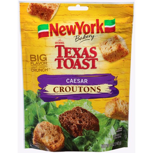 New York Bakery The Original Texas Toast Caesar Croutons, 5 oz
Big flavor Light, Crispy Crunch™

BakedProud™