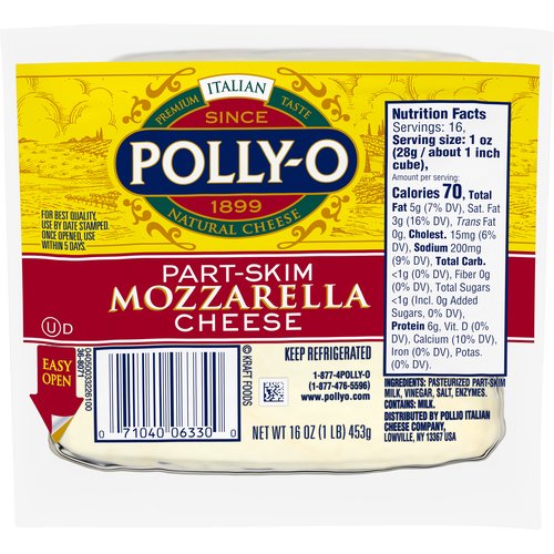 Polly-O Part-Skim Mozzarella Cheese, 16 oz