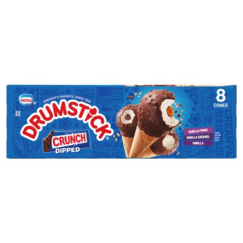 Nestlé Drumstick Crunched Dipped Frozen Dairy Dessert Cones, 8