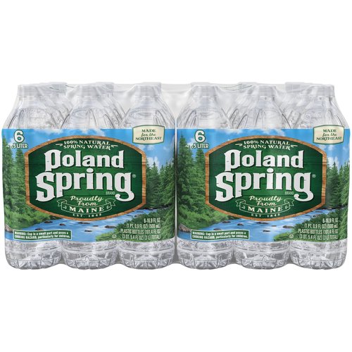 Poland Spring Brand 100% Natural Spring Water, 16.9 oz Plastic Bottles  (Pack of 24)