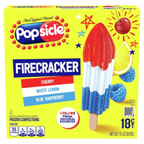 Popsicle Firecracker Cherry White Lemon Blue Raspberry Frozen