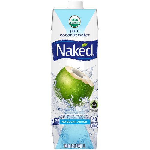 Naked Pure Coconut Water, 1 L
The Naked truth®
Nutrition is delicious by nature. And we include only the best of it.

Replenish like nature intended, with delicious coconut water straight from the source. It's like a coconut with an easy twist-off cap.

The goodness inside°
5 1/2 coconuts' water
1775mg potassium
°per container